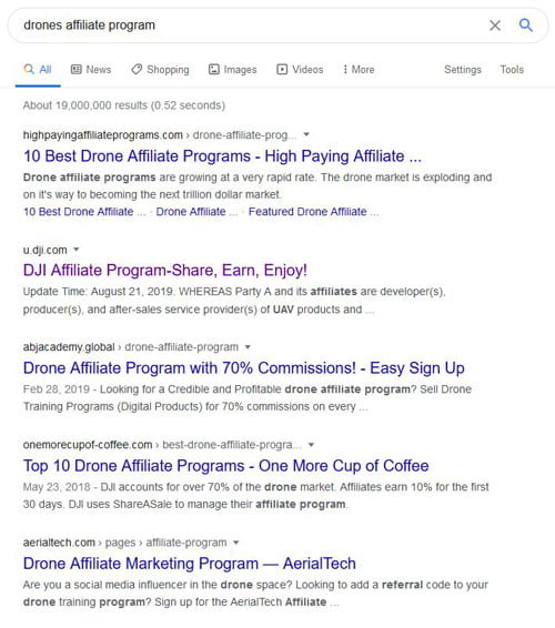 affiliate programs for drones