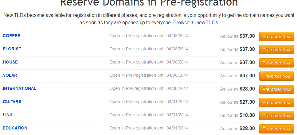 Register New Domain gTLD