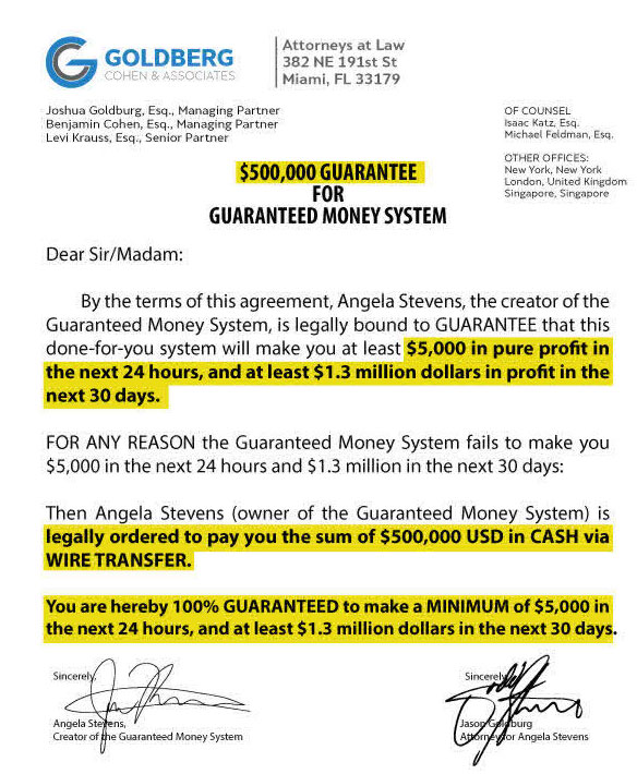 Guaranteed Money System scam